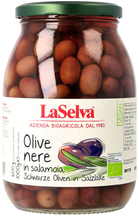 Ciemne oliwki z pestką w zalewie 1kg BIO